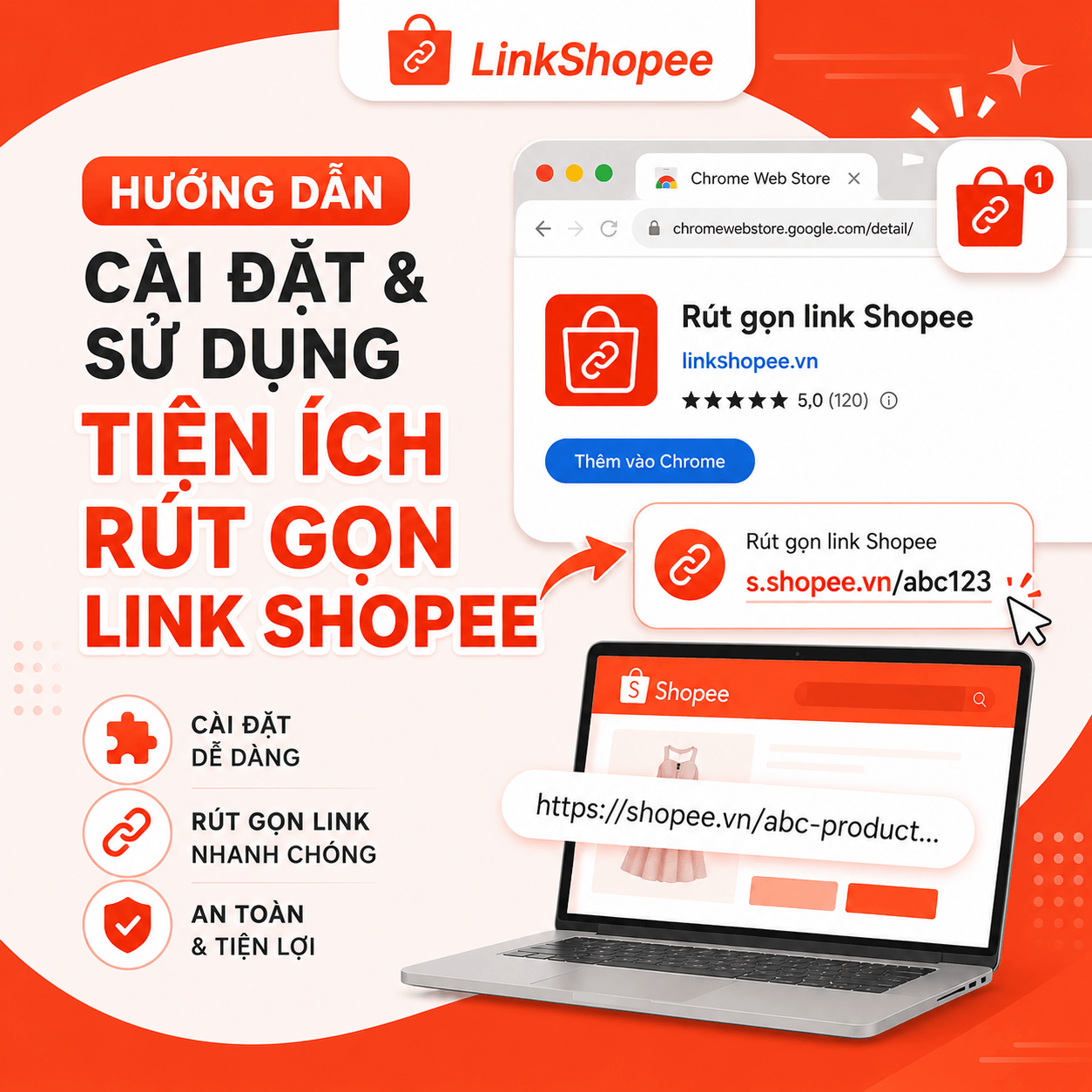 Hướng dẫn cài đặt và sử dụng tiện ích rút gọn link Shopee